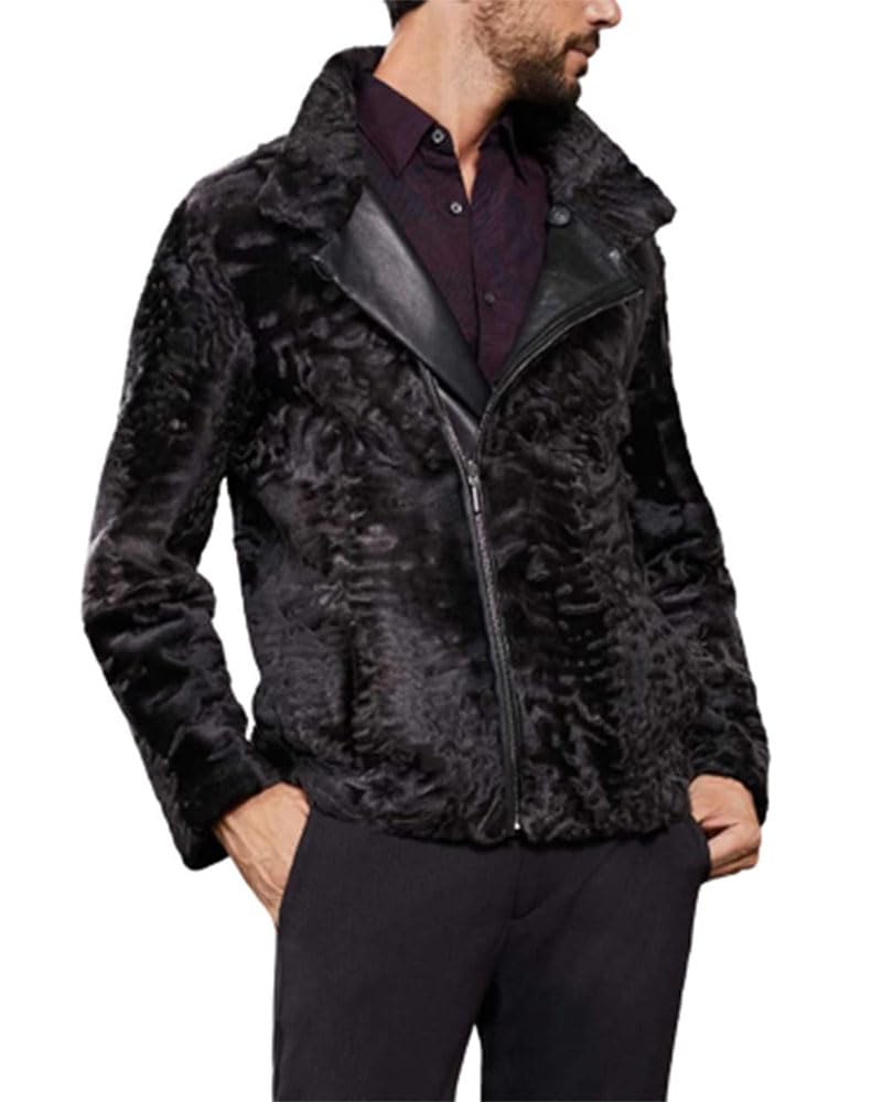 ZA Fashion Cloud Men's Genuine Persian Lamb Fur Coat Karakul Winter Jacket