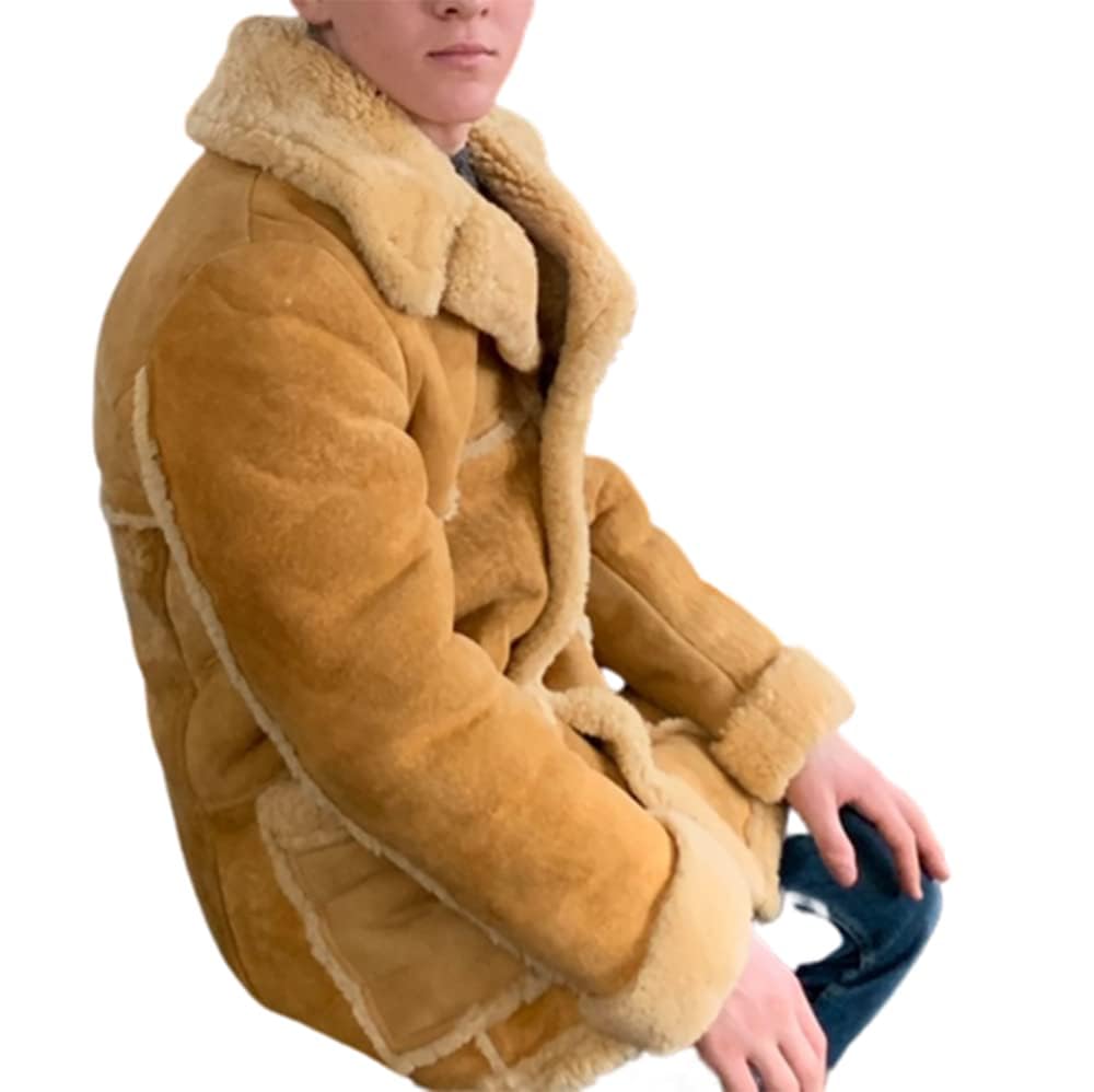 ZA Fashion Cloud Mens Genuine Shearling B3 flight Jacket Bomber Sheepskin Leather Winter Coat