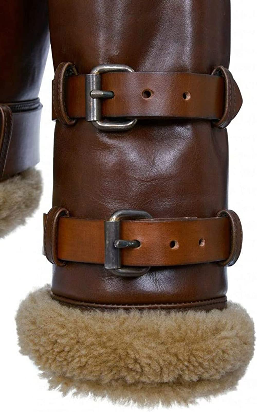 Men's Real Shearling Sheepskin Leather Pilot Aviator B3 Bomber Flying Jacket (Large)