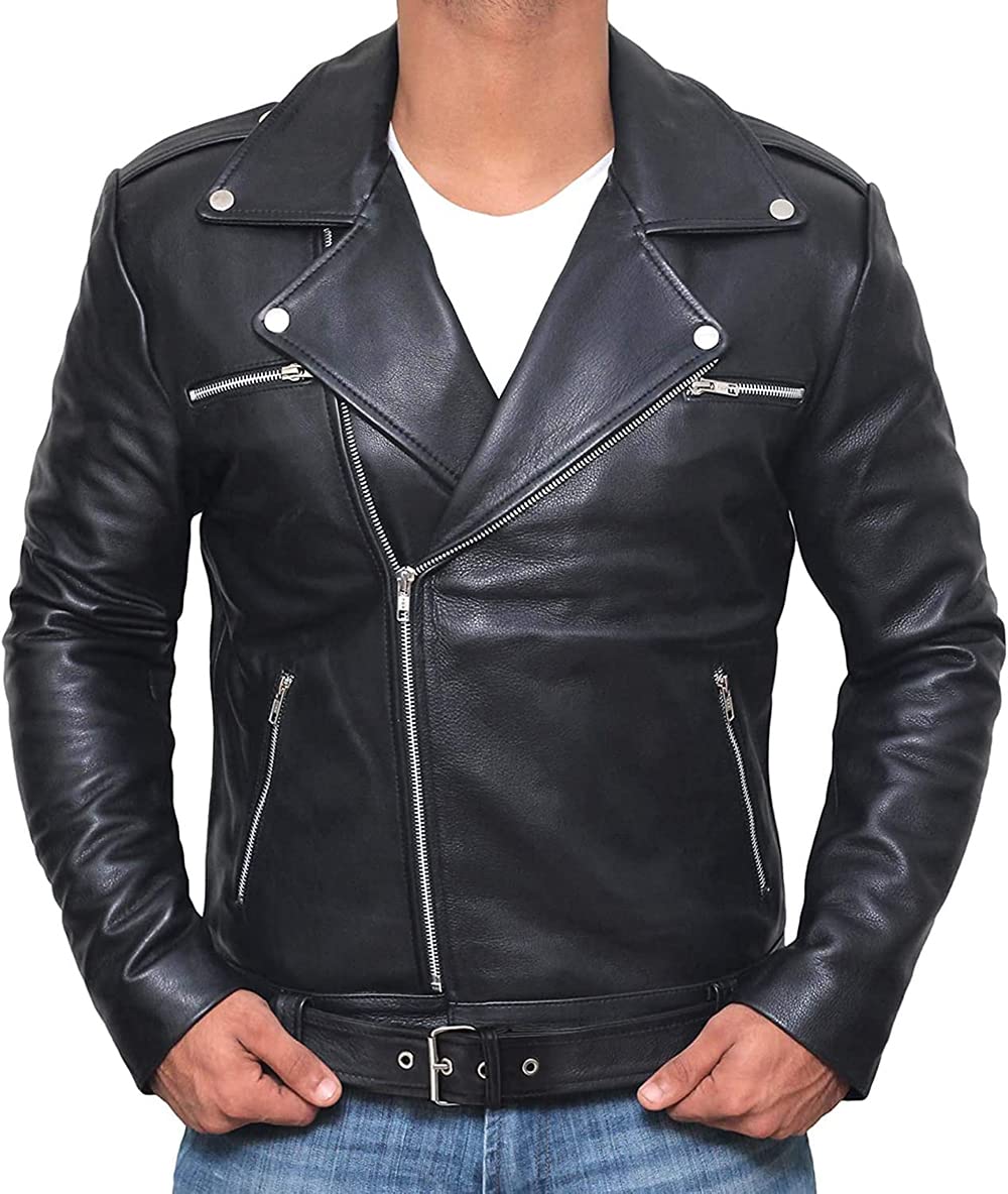 ZA Fashion Cloud Mens Genuine Racer Leather Jacket Black Lambskin Motorbike Coat