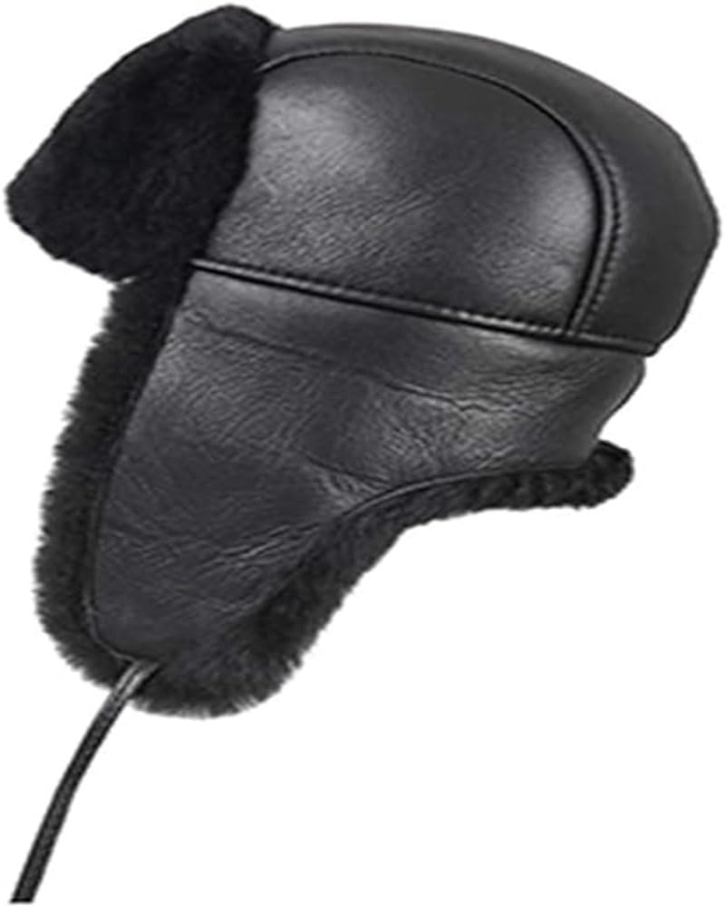 Aviator Shearling Sheepskin Russian Ushanka Leather Fur Cap
