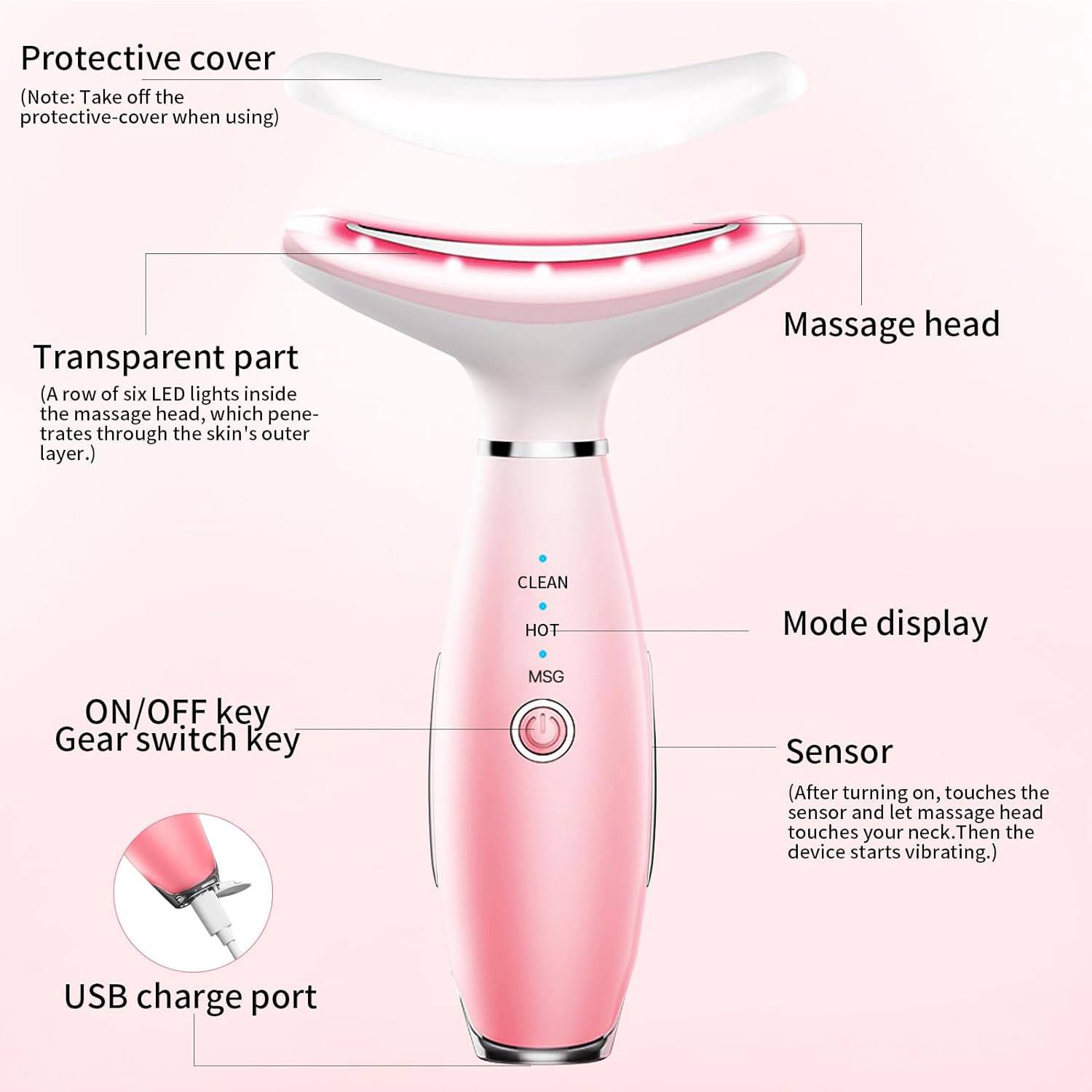 Skin Care Neck Face Massage Tool With Thermals, 3-in-1 Facial Massager