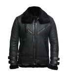 ZA Fashion Cloud New Men's Real Shearling Sheepskin B3 WWII Jacket Bomber Aviator Pilot Coat