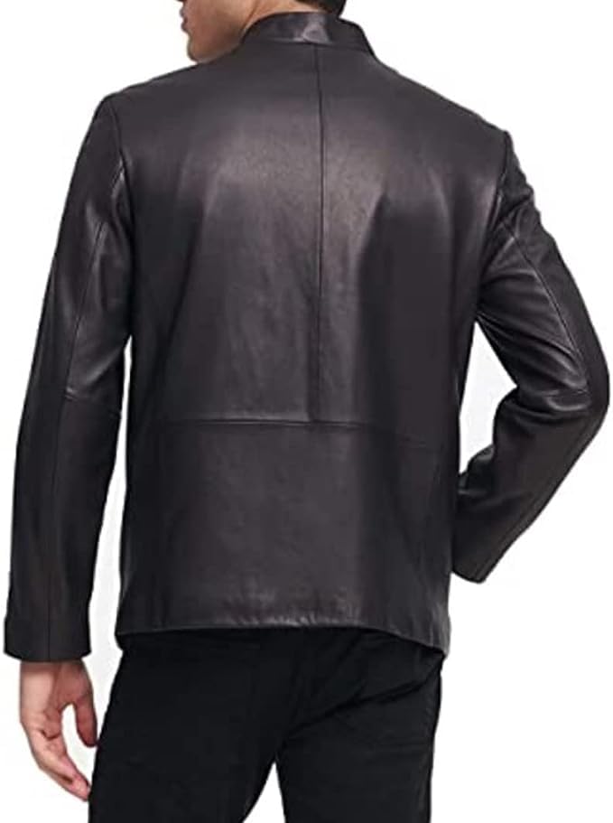 ZA Fashion Cloud Men's Black Real Lamb Leather Racer Biker Motorcycle Jacket