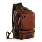 Leather men bag student backpack leisure