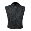 ZA Fashion Cloud Men's Real Persian Lamb Jacket Black Karakul Vest Winter Sleeveless Waistcoat