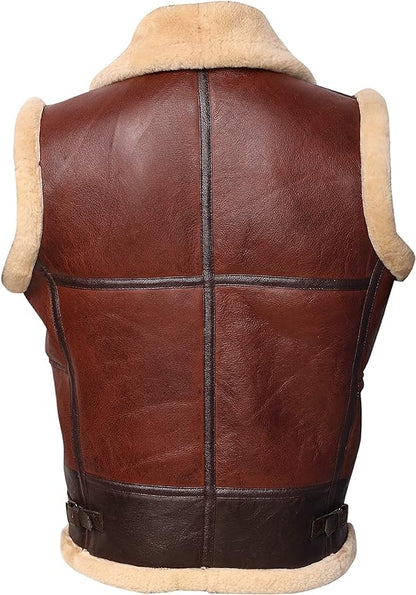 Mens Brown Shearling Vest Lambskin Winter Jackets