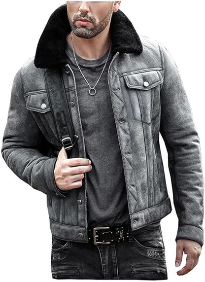 Men Real B3 Sheepskin Shearling Flying WW2 Aviator Winter Fur Bomber Leather Jacket