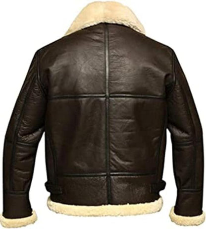 Men B3 Bomber Aviator Shearling Sheepskin Leather Winter Jacket