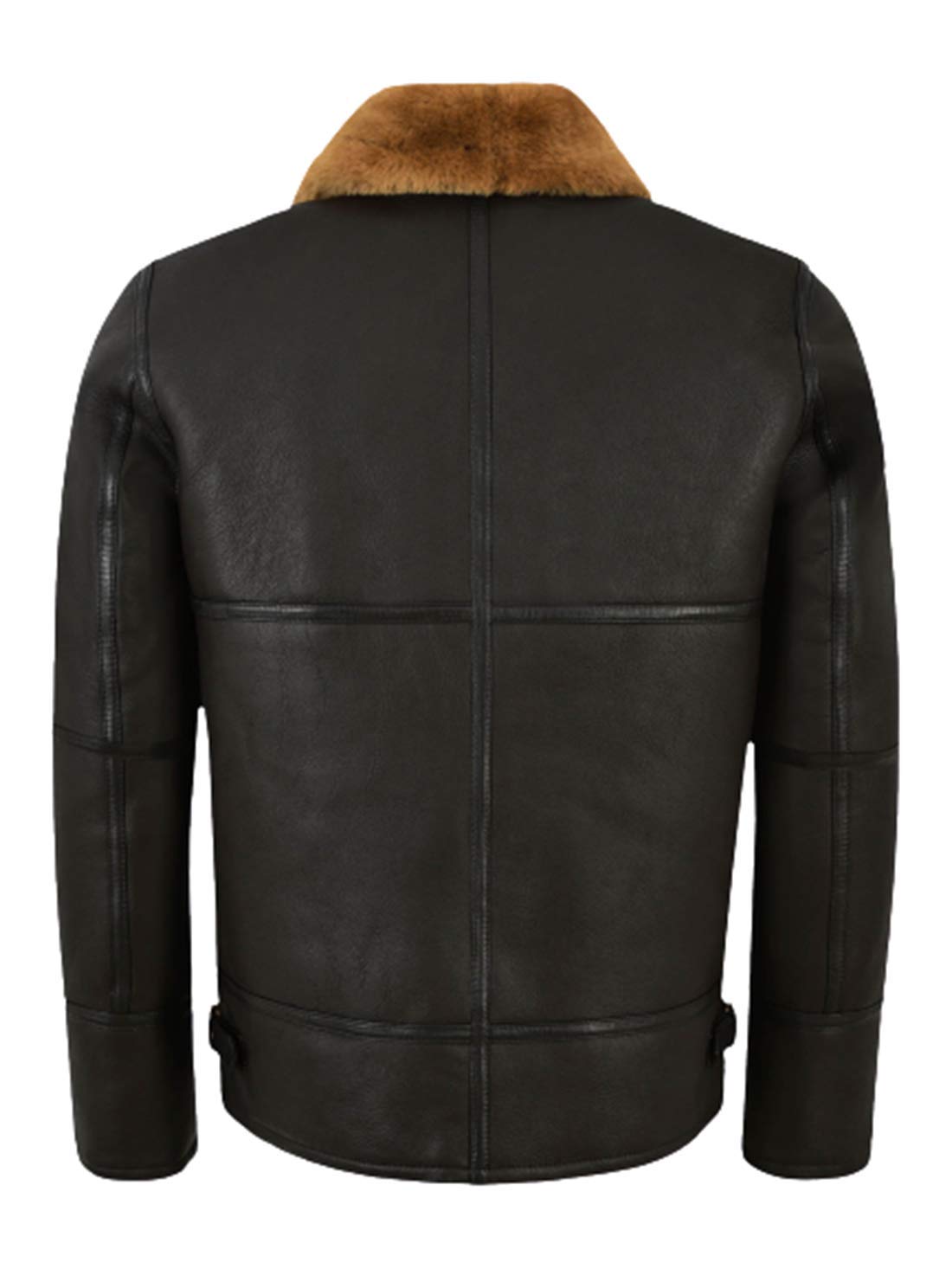 Mens Aviator Brown B3 Real Shearling Sheepskin Leather Bomber Flying Jacket