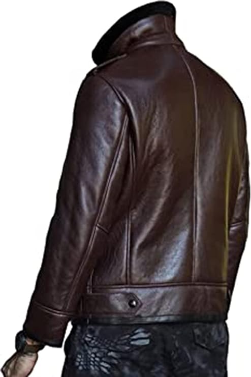 Mens B3 Shearling Sheepskin Coat Classic Lapel Design Biker leather Jacket