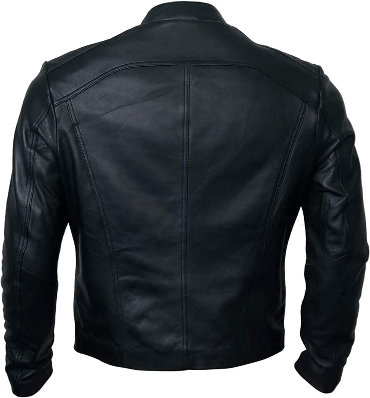 ZA Fashion Cloud Mens Genuine Black Lambskin Leather Jacket Motorbike Coat