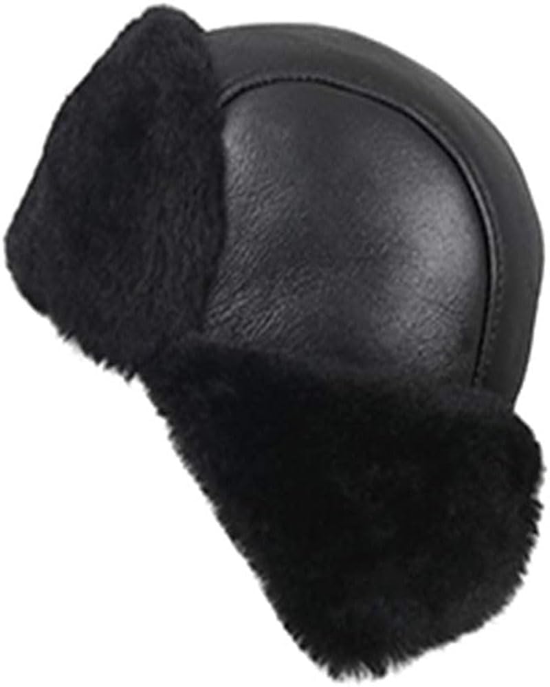 Aviator Shearling Sheepskin Russian Ushanka Leather Fur Cap