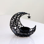 Crescent Moon Candle Holder – Gold & Black Metal Eid Ramadan Tealight Decor for Home & Wedding