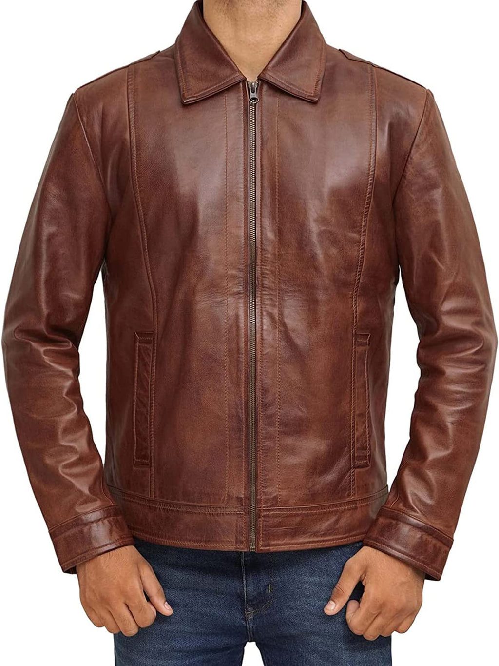 ZA Fashion Cloud New Men's Brown Genuine Lambskin Motocycle Leather Jacket