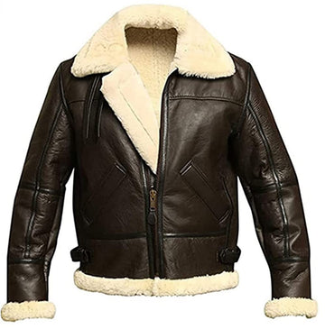 Mens RAF B3 Bomber Aviator Shearling Sheepskin Leather Winter Jacket