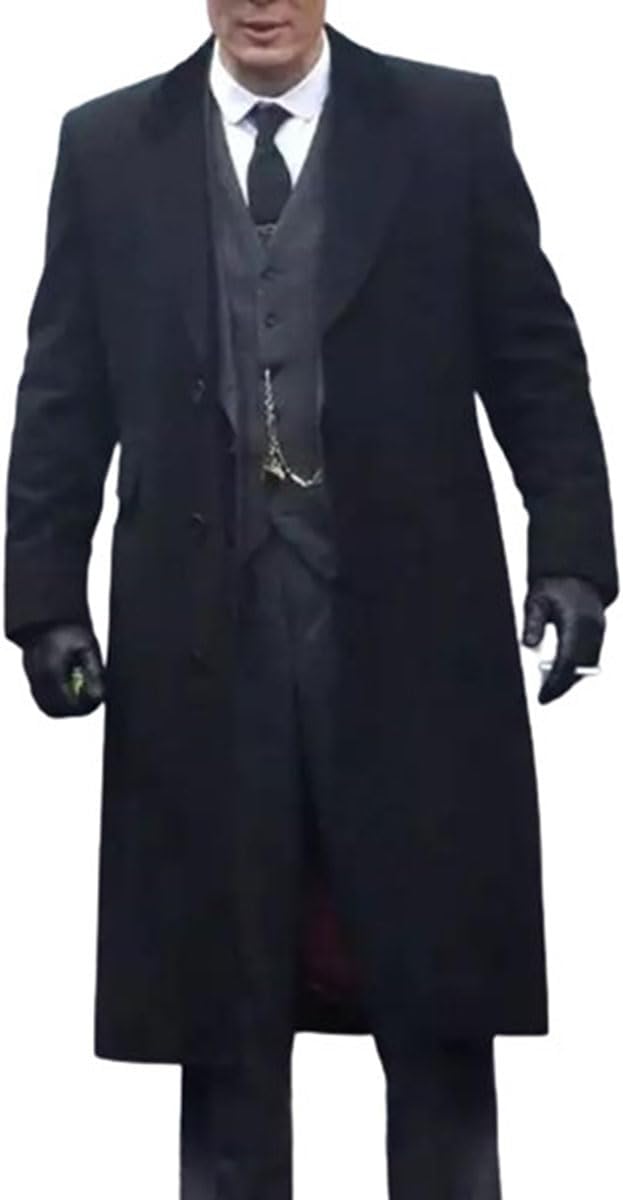 Classic Black Long Wool Trench Coat - Premium Winter Outerwear Warm Overcoat For Men