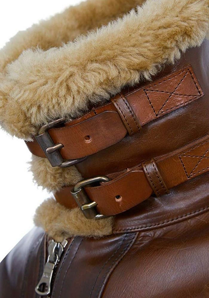 ZA Fashion Cloud Men's Genuine RAF Shearling Sheepskin Leather Aviator B3 Bomber Flying Fur Jacket