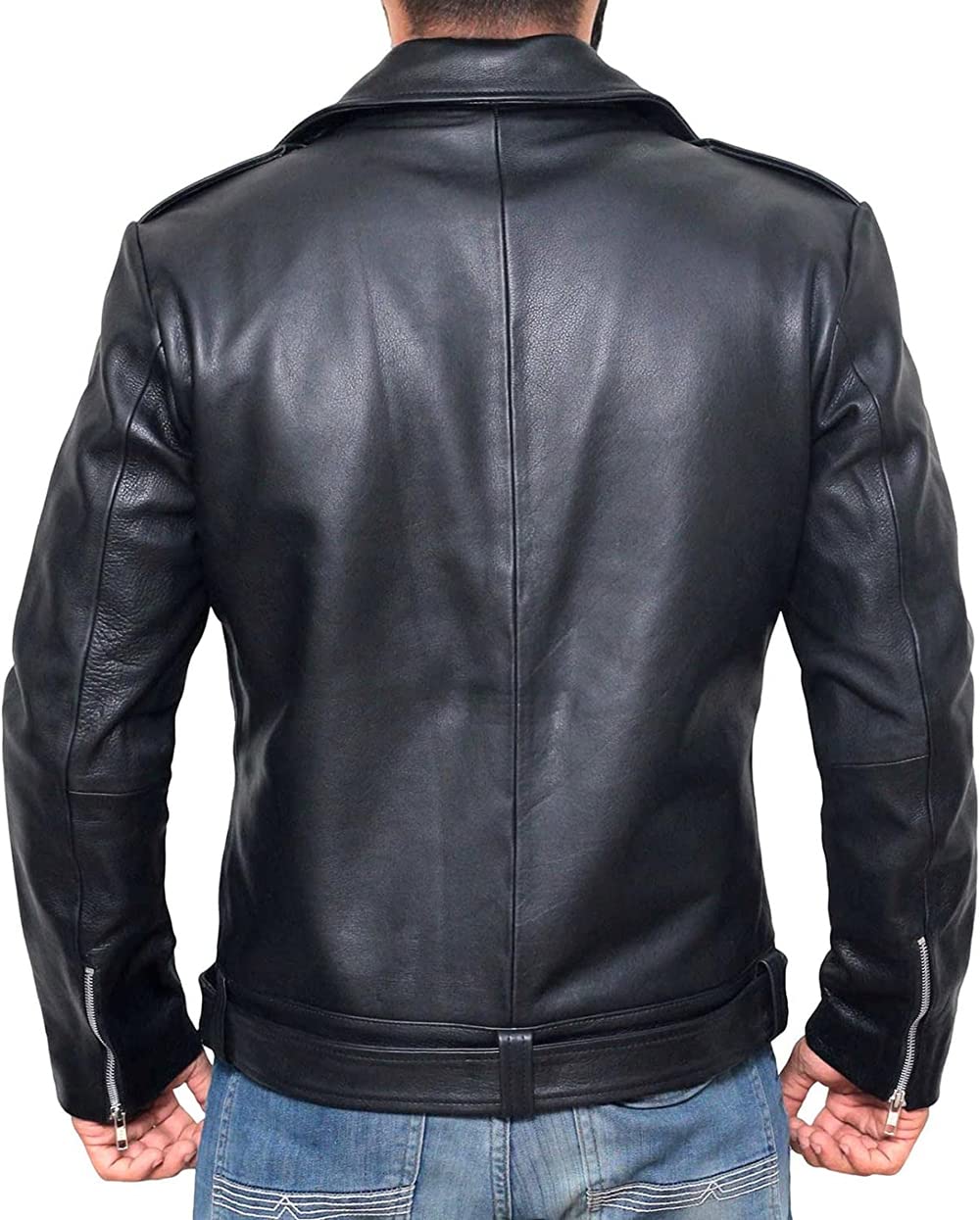 ZA Fashion Cloud Mens Genuine Racer Leather Jacket Black Lambskin Motorbike Coat