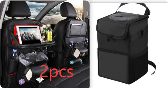 PU Leather Car Storage Bag Multifunction Seat Back Tray Hanging Bag Waterproof Car Organizer Automotive Interior Accessories