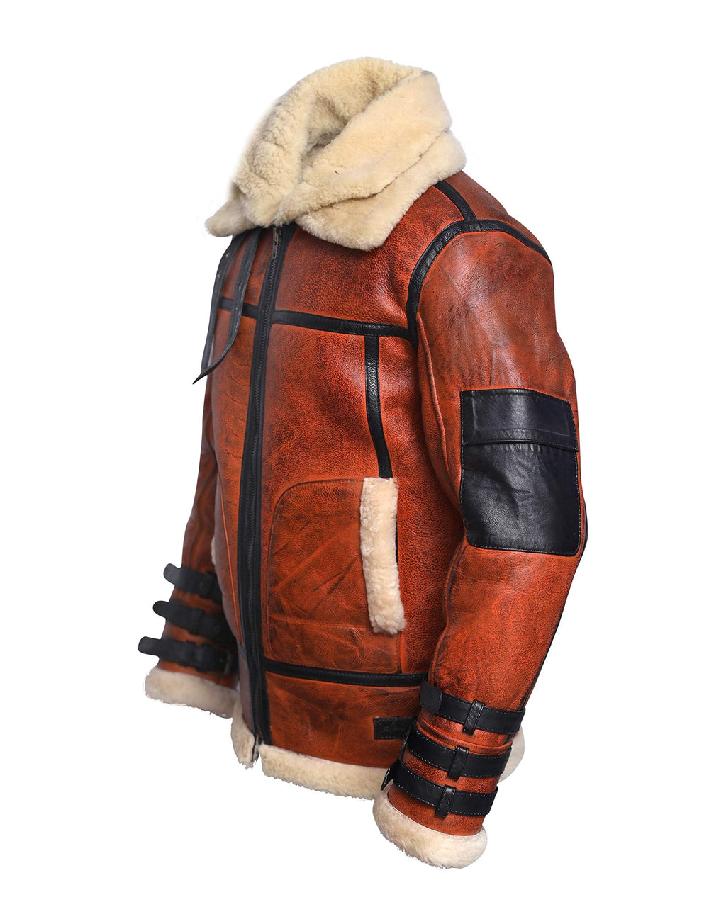 ZA Fashion Cloud Men Real RAF Aviator B3 Bomber Flight WW2 Shearling Sheepskin Jacket