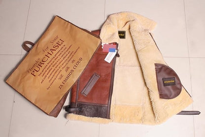 Mens Brown Shearling Vest Lambskin Winter Jackets