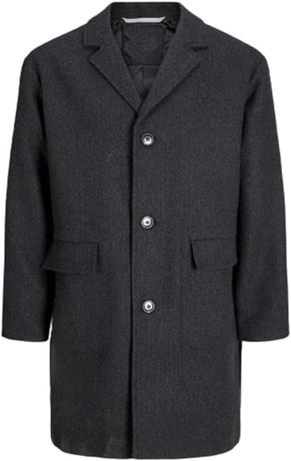 Men's Classic Wool Trench Overcoat Single Breasted Mid Long Wool Blend Top Coats Jackets