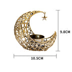Crescent Moon Candle Holder – Gold & Black Metal Eid Ramadan Tealight Decor for Home & Wedding