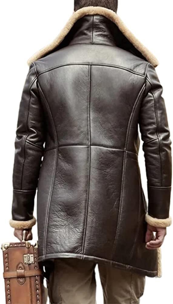 ZA Fashion Cloud Mens RAF B3 Aviator WW2 Shearling Flying Sheepskin Winter Jacket Leather Pilot Coat