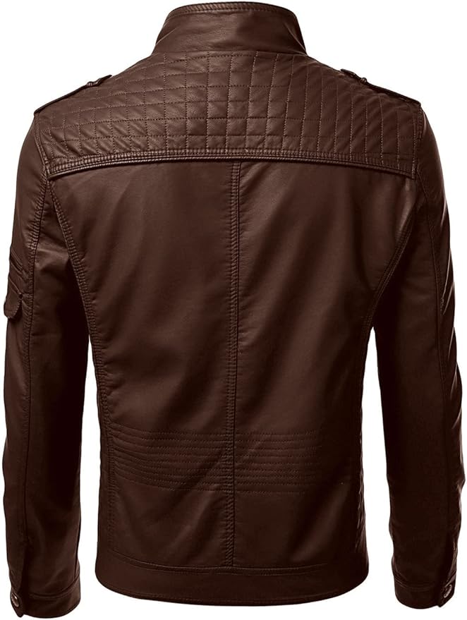 Men's VINTAGE Genuine Lambskin Motorcycle Jacket - All Season Premium Racer Slim Fit Biker Coat