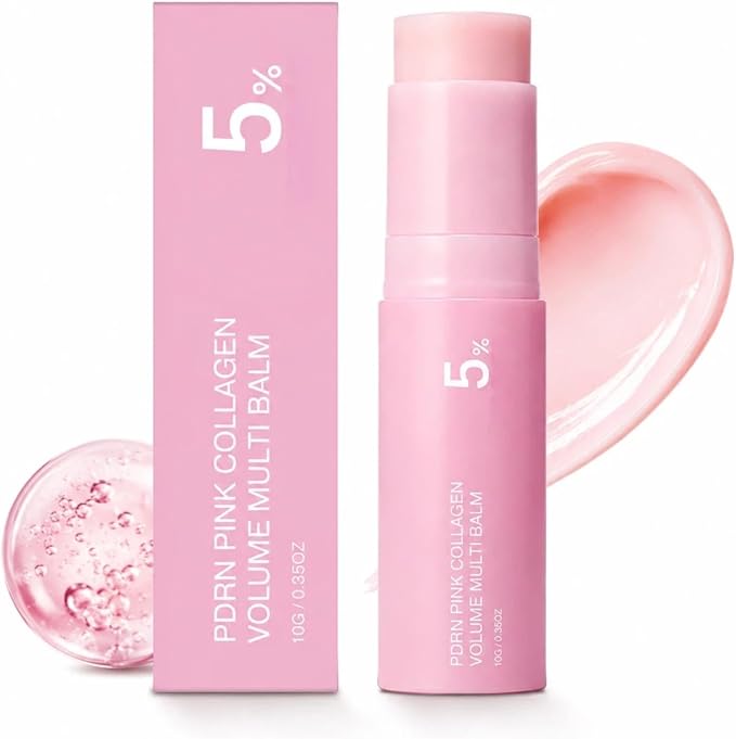 PDRN Pink Collagen Volume Multi Balm - Hydrating Wrinkle & Plumping Stick for Face, Eyes, Lips, Neck & Smile Lines, Radiance & Smoothing Care