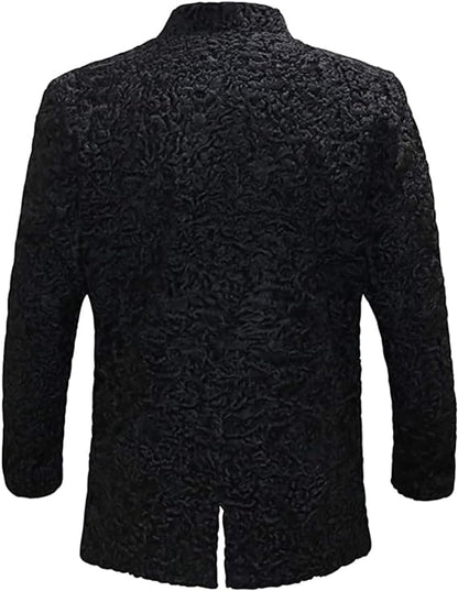 Genuine Karakul Persian Lamb Fur Jacket Black Coat