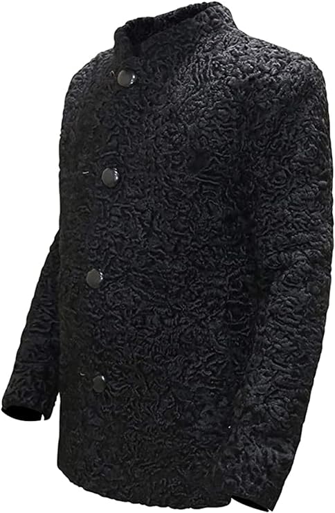 Genuine Karakul Persian Lamb Fur Jacket Black Coat