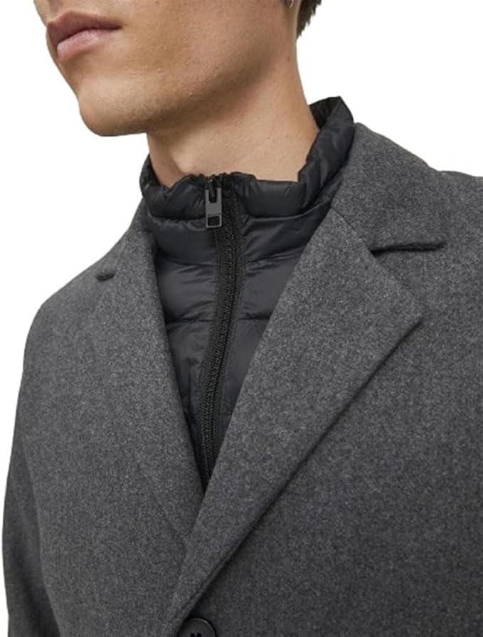 Men's Button-up Long Soft Warm Regular Fit Notch Lapel Collar Wool Blend Top Coat