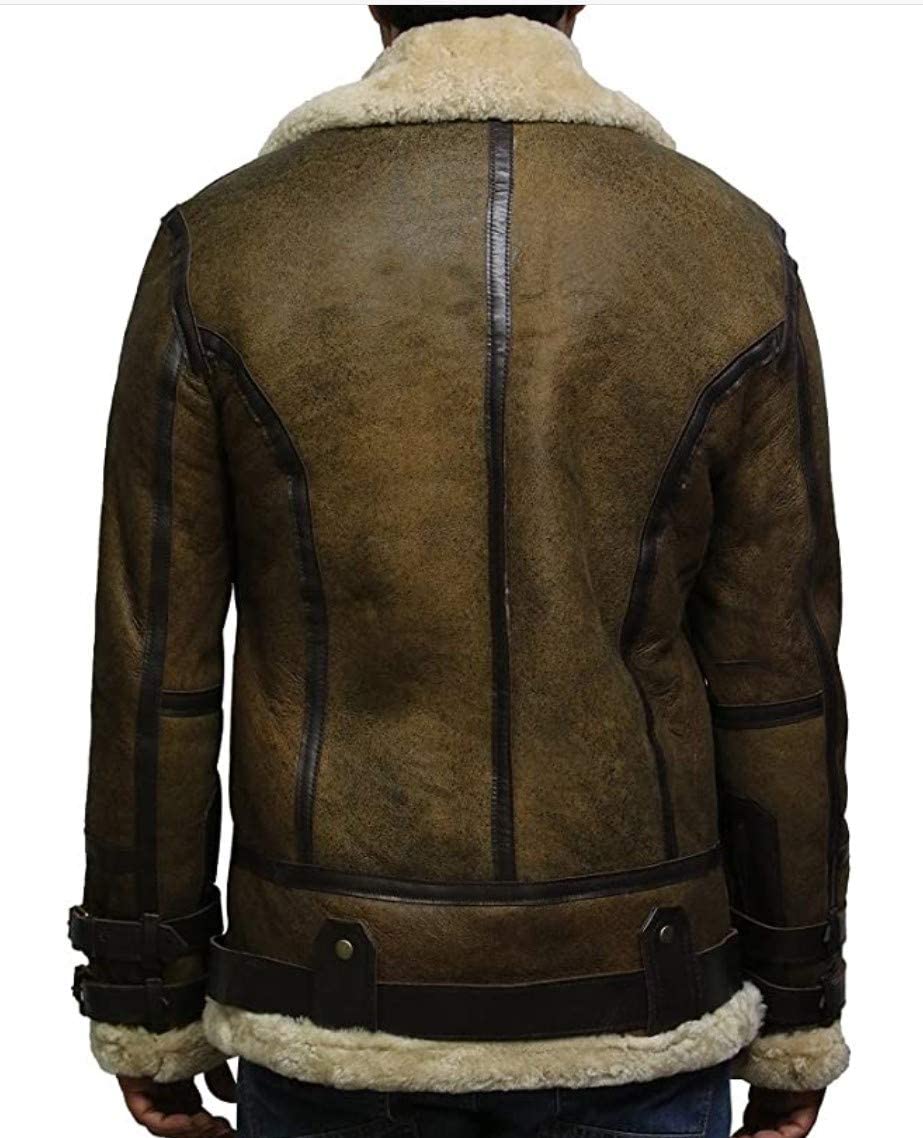 ZA Fashion Cloud Mens Shearling Sheepskin B3 Bomber WW2 Pilot Aviator Leather Jacket RAF Winter Coat