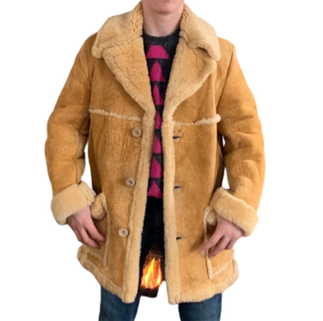 ZA Fashion Cloud Mens Genuine Shearling B3 flight Jacket Bomber Sheepskin Leather Winter Coat