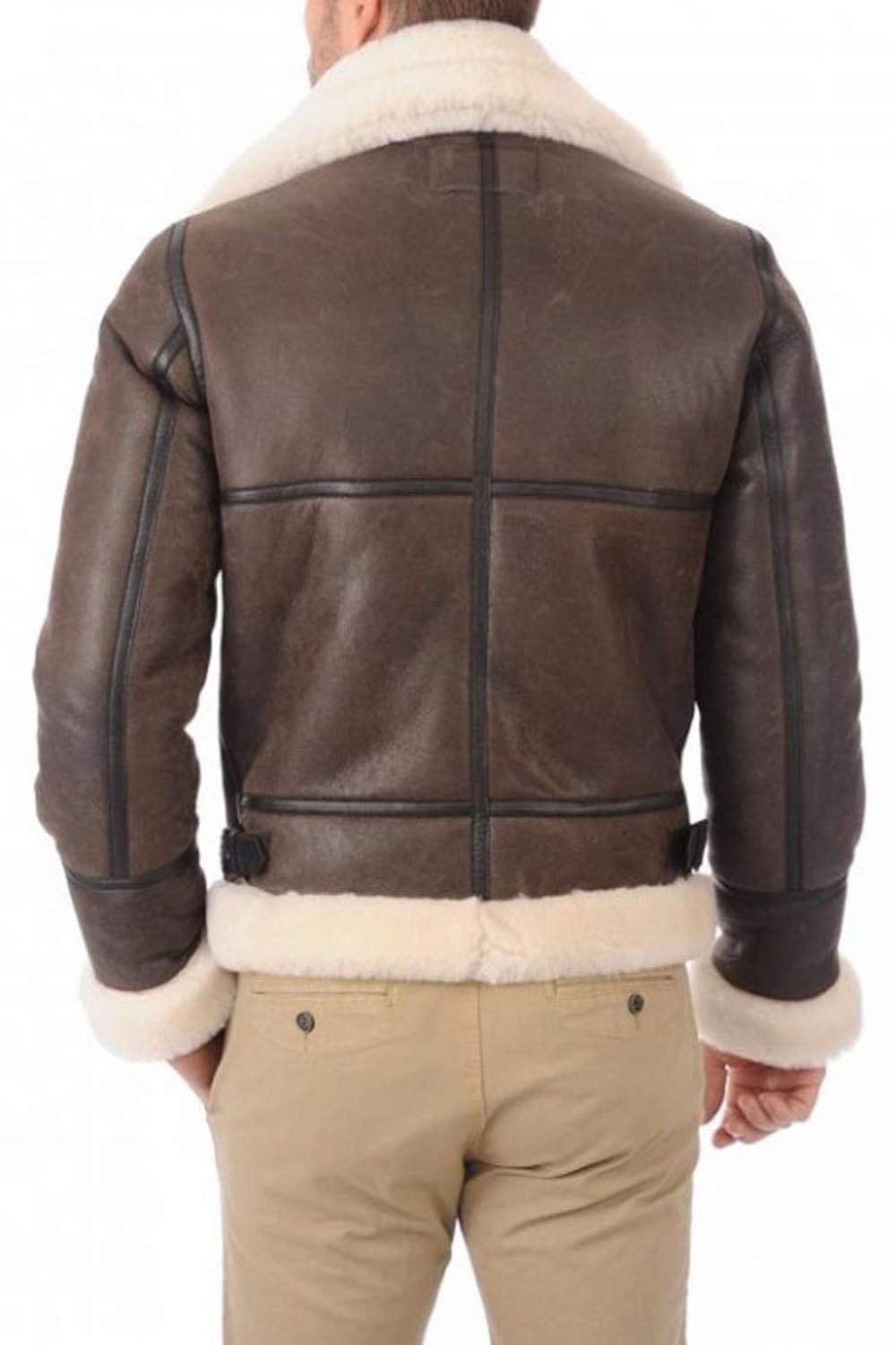 ZA Fashion Cloud Mens Genuine RAF B3 fur Bomber Leather Aviator Flight Sheepskin Shearling leather Jacket