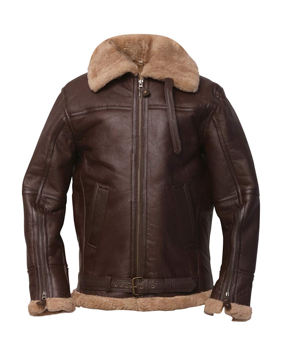 ZA Fashion Cloud Men’s Aviator Real Flying Arvin B3 Bomber Pilot Shearling Sheepskin Leather Jacket