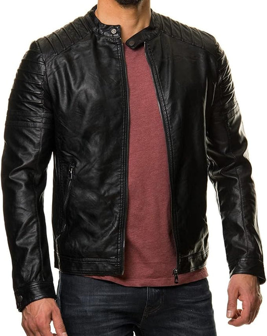 Men's Motorcycle Real Legacy Lambskin Leather Biker Jacket Distressed Lambskin Racer Premium Coat