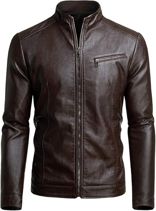 Real Lambskin Motorcycle Legacy Biker Jacket - All Season Premium Racer Slim Fit Coat For Men