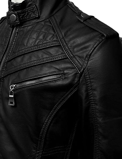 Men's VINTAGE Genuine Lambskin Motorcycle Jacket - All Season Premium Racer Slim Fit Biker Coat