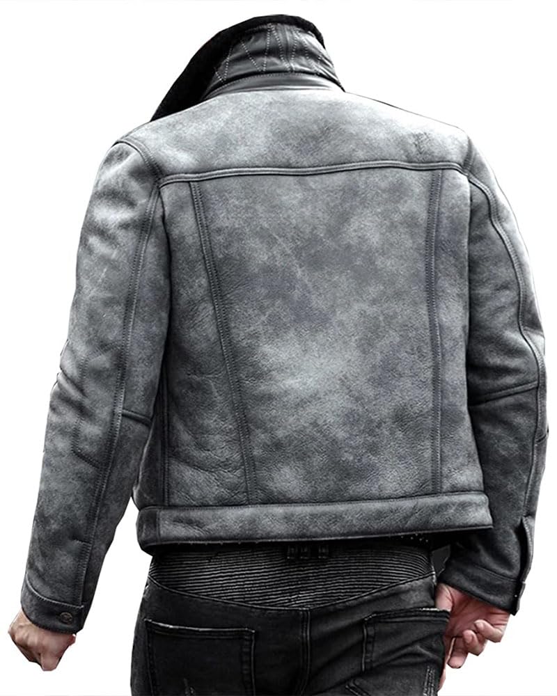 ZA Fashion Cloud Men Real B3 Sheepskin Shearling flying WW2 Aviator Winter Fur Bomber leather Jacket