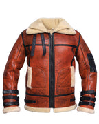 ZA Fashion Cloud Men Real RAF Aviator B3 Bomber Flight WW2 Shearling Sheepskin Jacket