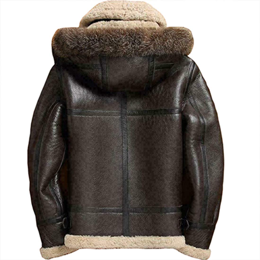 Men Real leather sheepskin raccoon fur detachable hood winter flying jacket (4XL)
