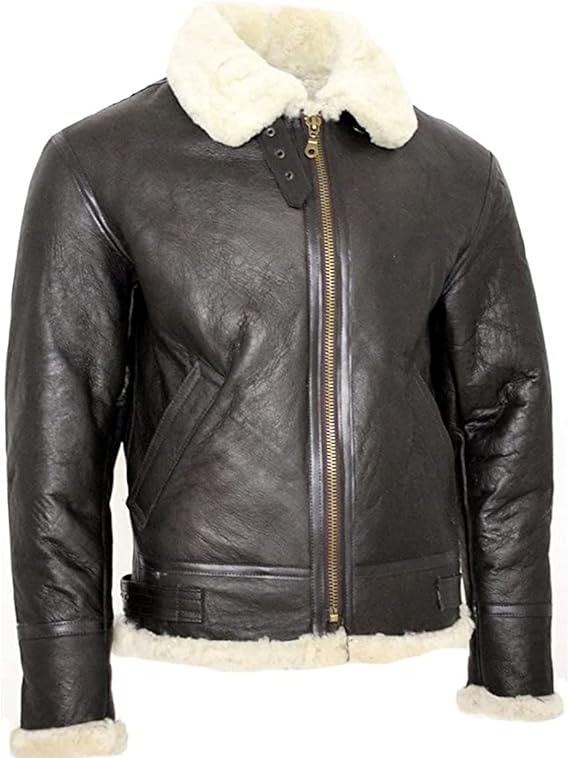 Men's B3 Shearling Sheepskin World War 2 Bomber Leather Flying Aviator Jacket