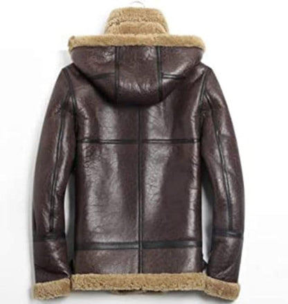 Men Real Leather Sheepskin Raccoon Fur Detachable Hood Winter Jacket