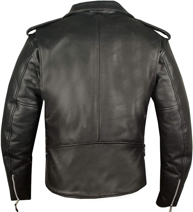 Men's Iconic Quilted Leather Motorcycle Premium Real Lambskin - All Season Biker Racer Black Classic Jacket