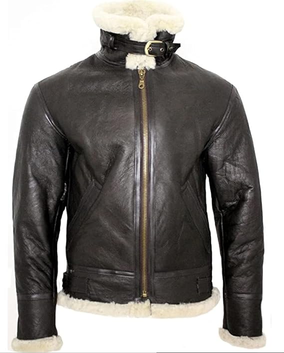 Men's B3 Shearling Sheepskin World War 2 Bomber Leather Flying Aviator Jacket