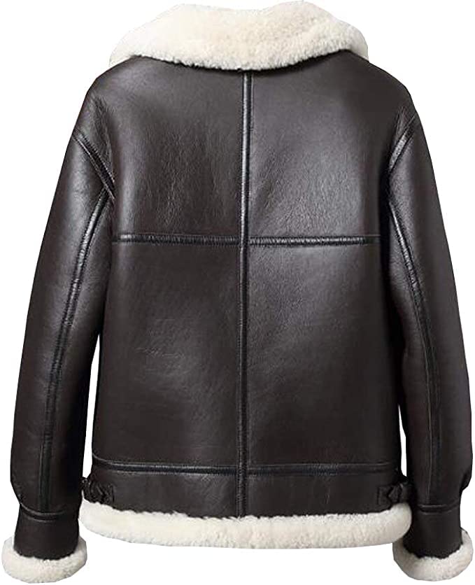 ZA Fashion Cloud Men’s Aviator Real B3 Shearling Sheepskin Leather Bomber Flying Pilot Jacket