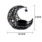 Crescent Moon Candle Holder – Gold & Black Metal Eid Ramadan Tealight Decor for Home & Wedding